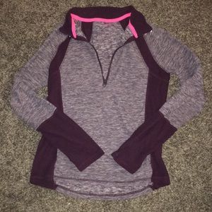 Heathered and dark purple quarter-zip